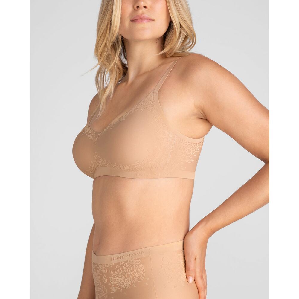 Honeylove Silhouette LiftWear Wire Free Bra Women's in Rose Size Tan Large 38B/C